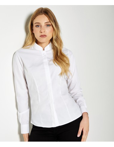 K-KK261-Chemise cintrée à col Mao à manches longues Femme